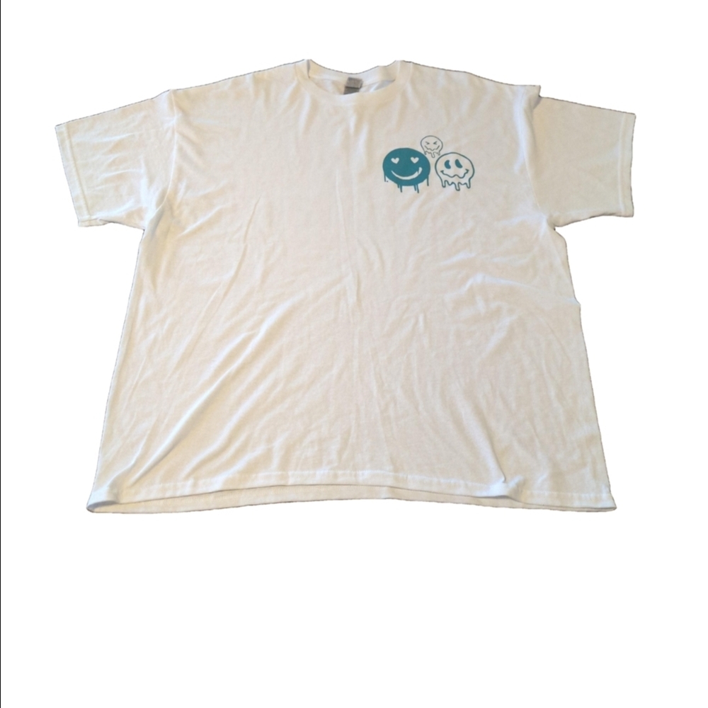 "Professional Overthinker" White T-Shirt with Front And Back Teal Design.Size XL